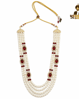 Royal Pearl Mala with Red Stone Work for Groom – Wedding Shingar