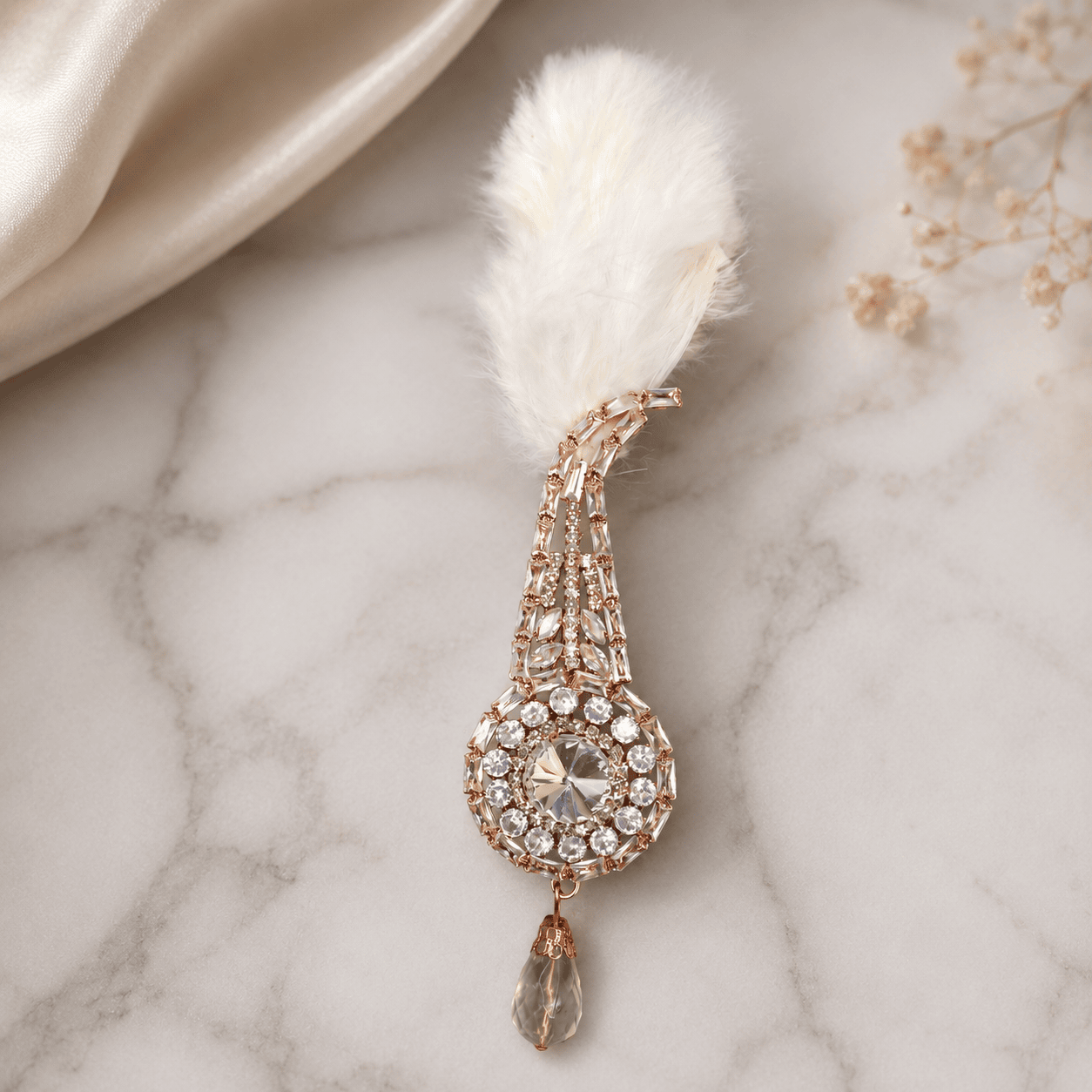Rose Gold Crystal Feather Kalgi