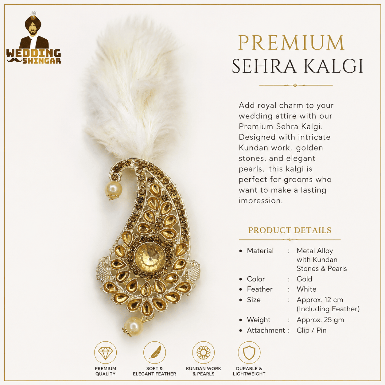 Royal Ivory Feather Kalgi - Image 4