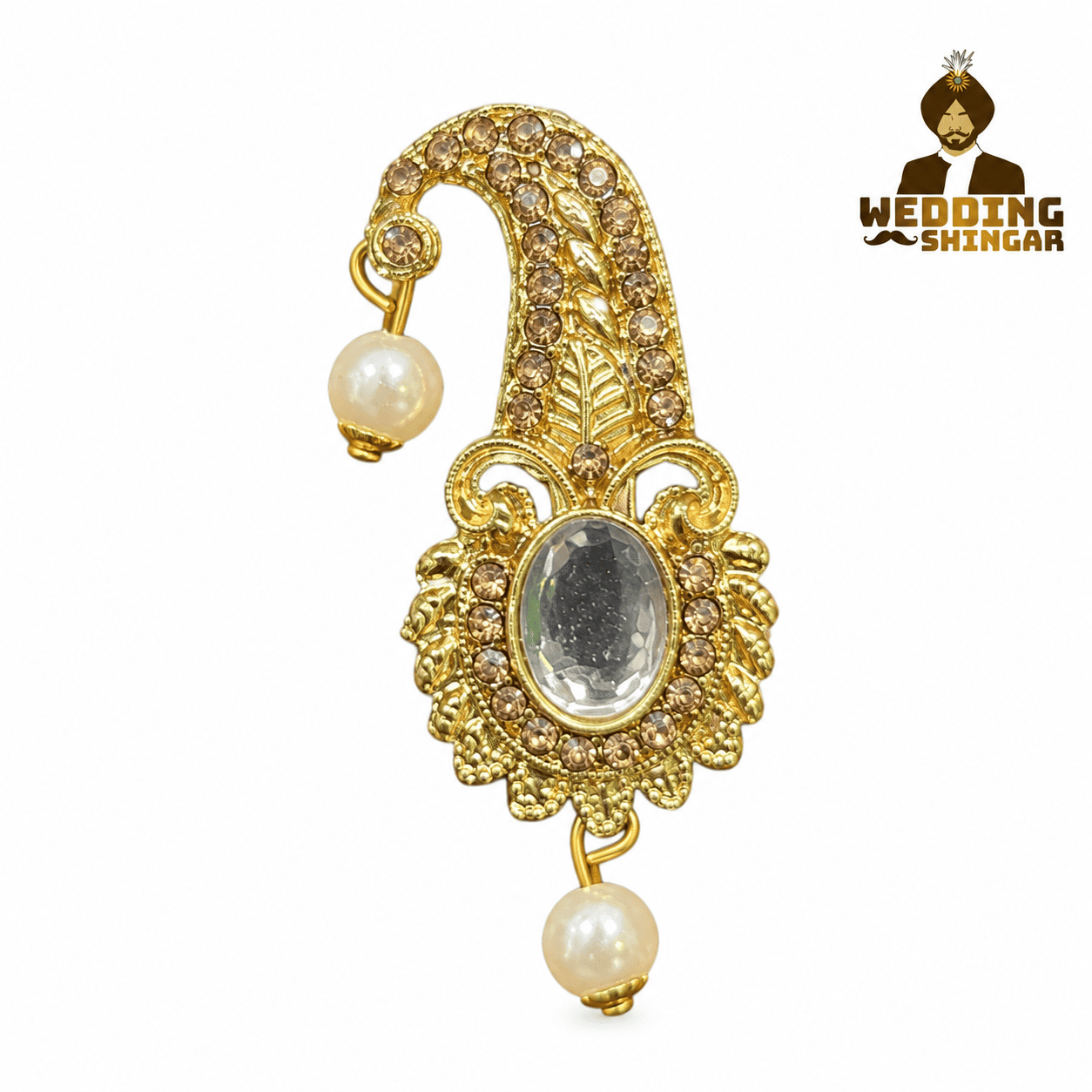Premium Golden Stone-Studded Safa Kalgi for Wedding Baratis - Image 2