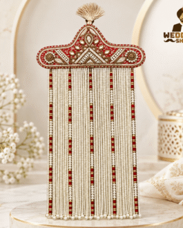 Royal Red & Pearl Groom Wedding Sehra for Safa & Sikh Turban