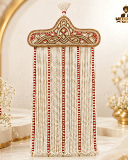 Royal Red & Pearl Groom Wedding Sehra for Safa