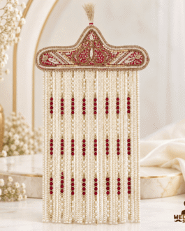Premium Maroon Pearl Groom Wedding Shera for Safa & Sikh Turban