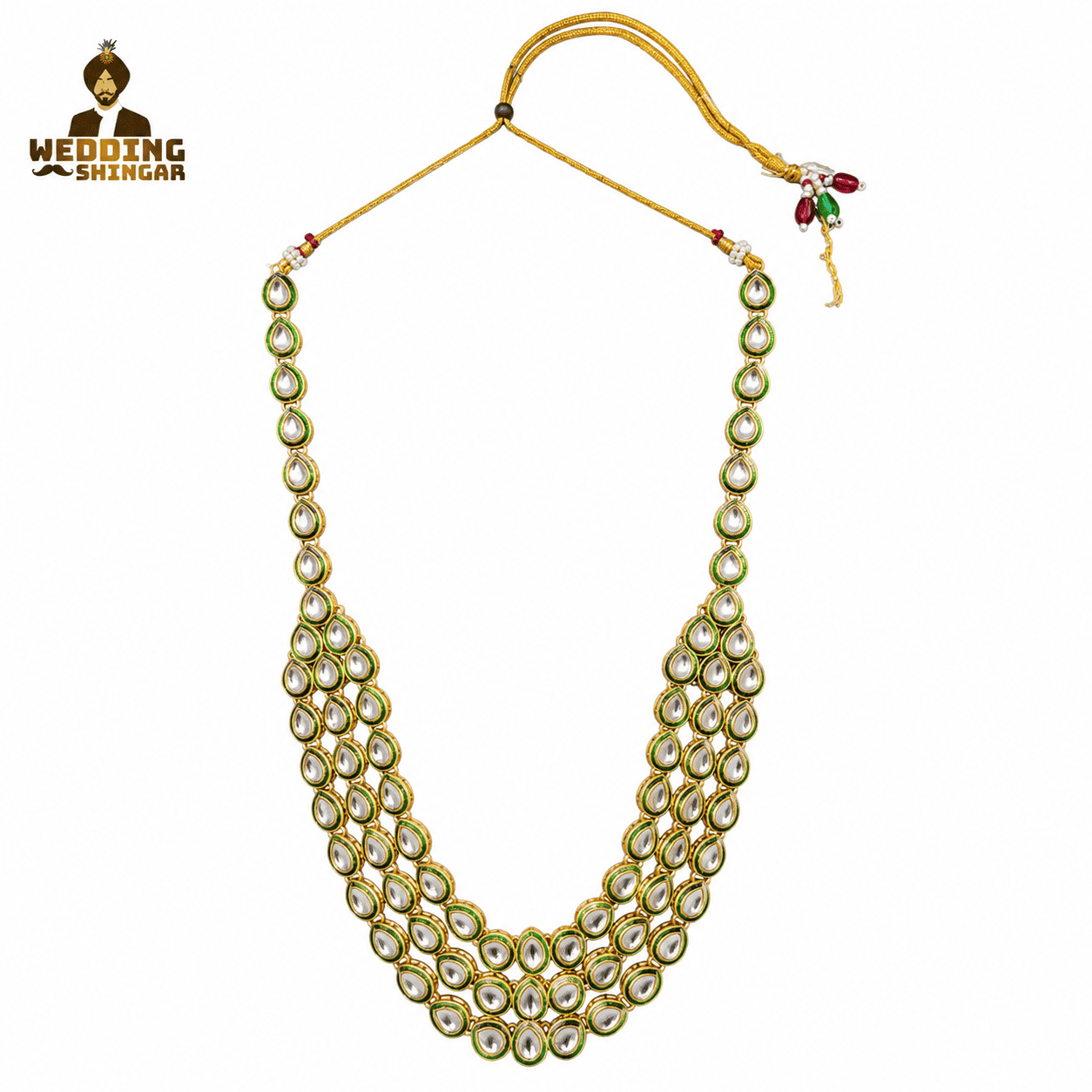Royal Green Kundan Groom Wedding Mala - Image 2
